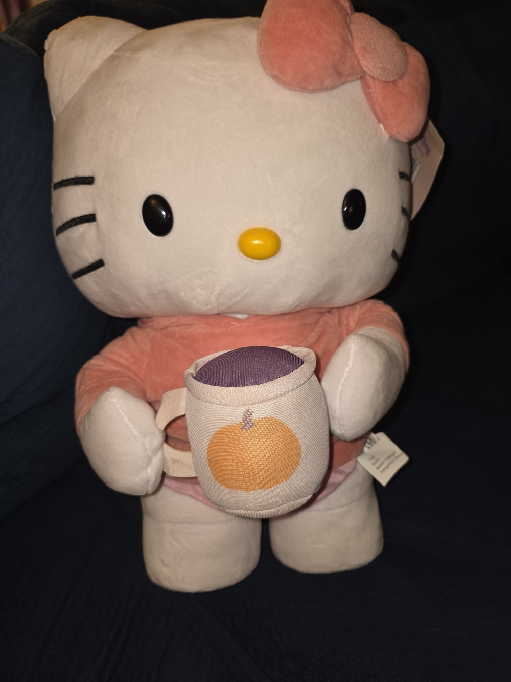Hello Kitty Plush with Peach Bow and Pumpkin Mug